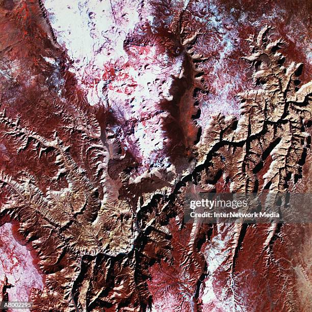 satellite view of grand canyon - satellite view stock-fotos und bilder