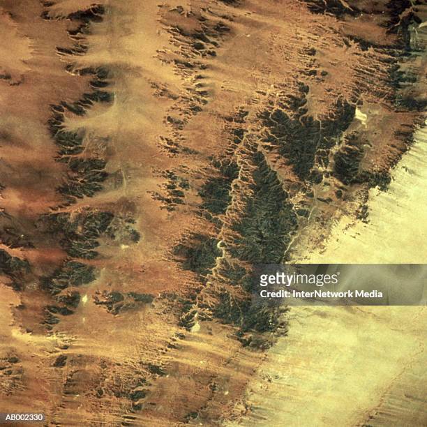 satellite view of wind streaks - satellite view stock-fotos und bilder
