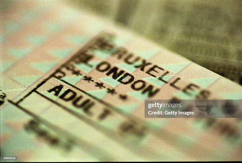 Eurostar ticket from London to Brussels, close-up