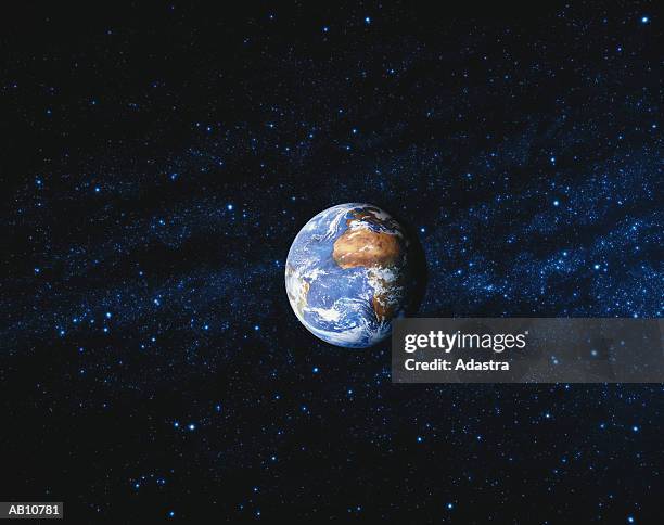 world globe and starry sky - planet stock-fotos und bilder