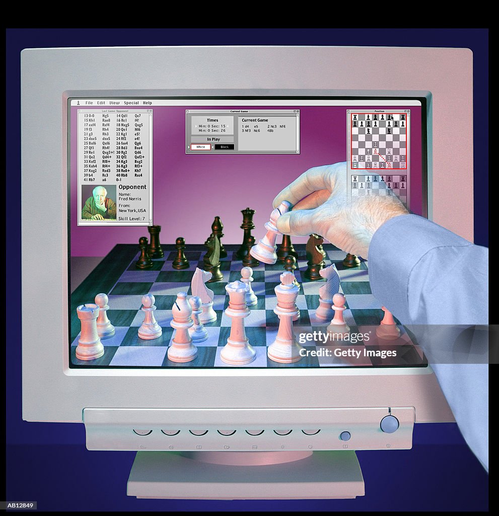 Man Playing Cyberchess Hand Reaching Into Computer To Make Move High-Res  Stock Photo - Getty Images