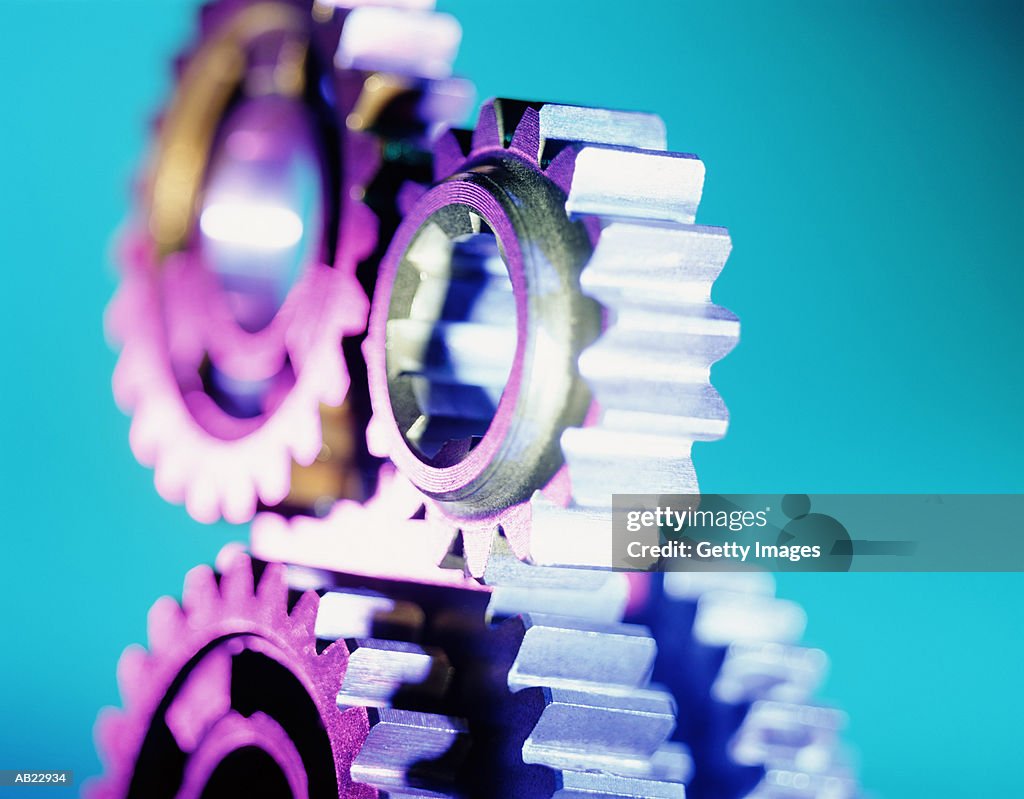 Gears rotating, close-up