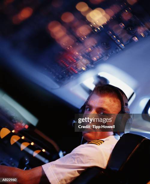 pilot sitting in flight simulator, portrait - training equipment stock pictures, royalty-free photos & images