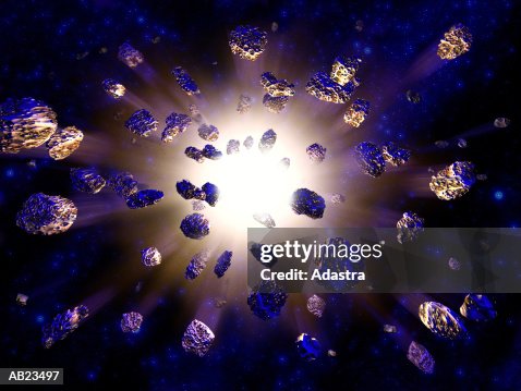 Asteroid exploding in Space Asteroid exploding in Space