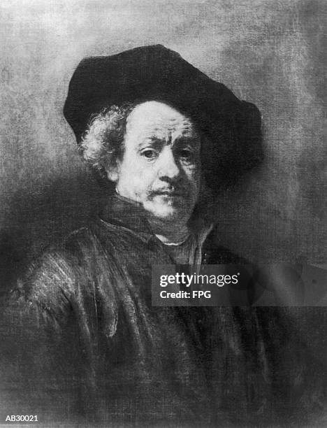 Rembrandt van Rijn (1606-1669), self-portrait (B&W)