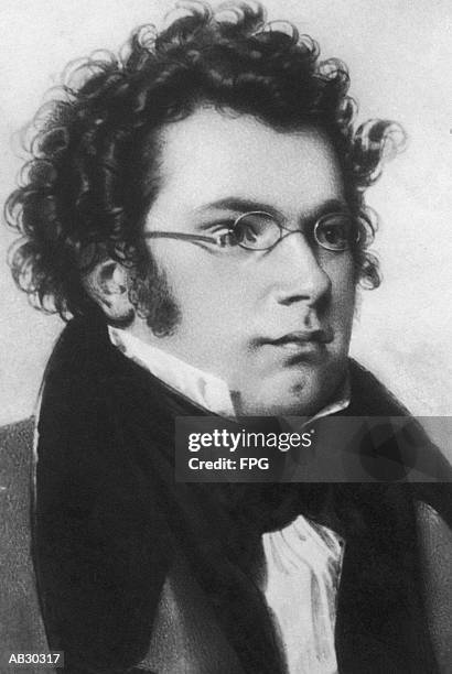 franz schubert (1797-1828), austrian composer (b&w) - 20th century style stock-fotos und bilder