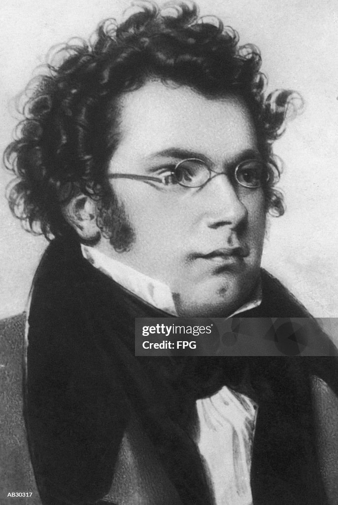 Franz Schubert (1797-1828), Austrian composer (B&W)