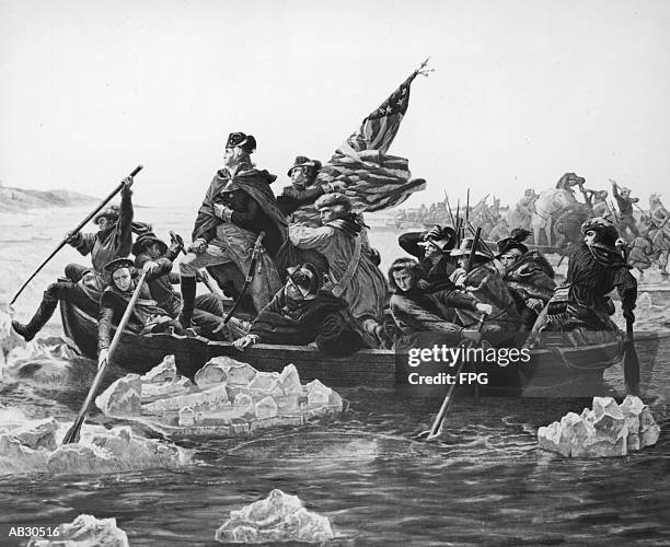 george washington crossing the delaware river. location: metropolitan museum of art, new york city, usa - fpg stock illustrations