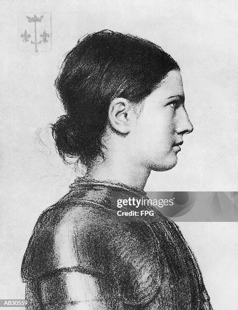 ilustraciones, imágenes clip art, dibujos animados e iconos de stock de portrait of joan of arc - retrato