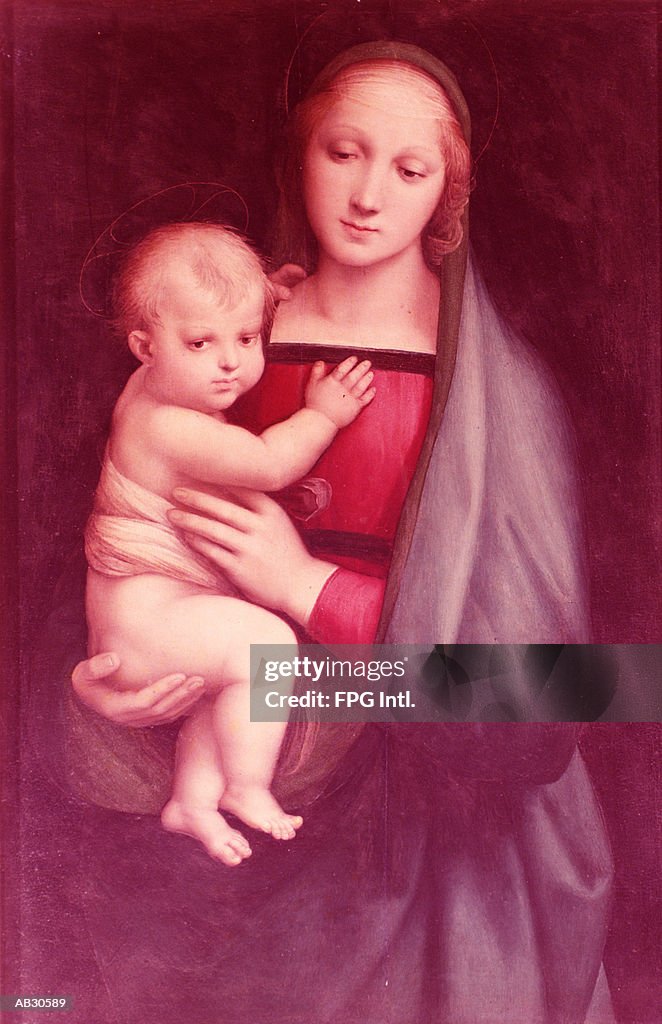 Painting of the Virgin Mary Holding Baby Jesus