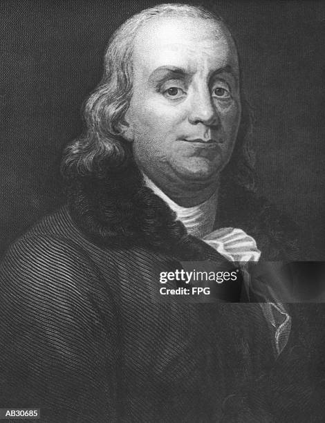 portrait of benjamin franklin - benjamin stock-grafiken, -clipart, -cartoons und -symbole