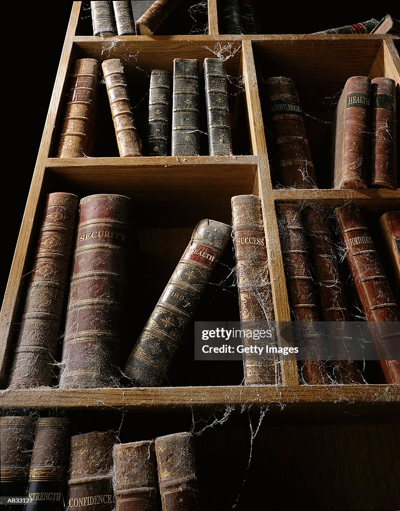 Old books on shelves