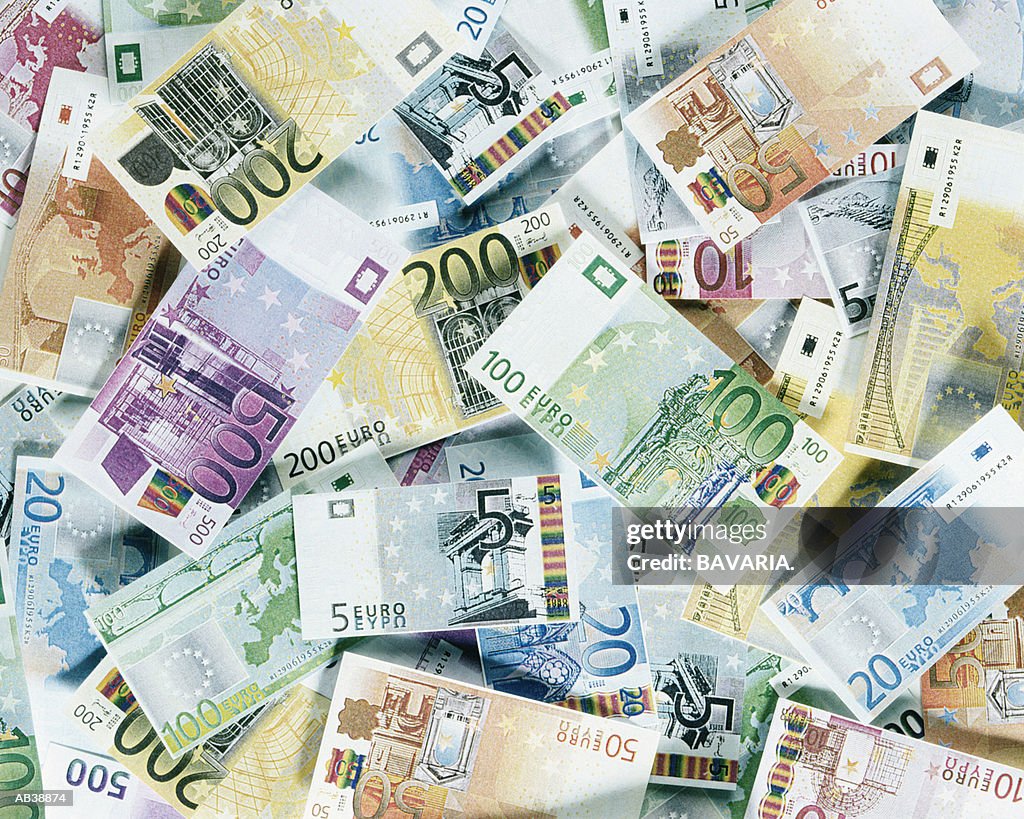 European banknotes, close-up