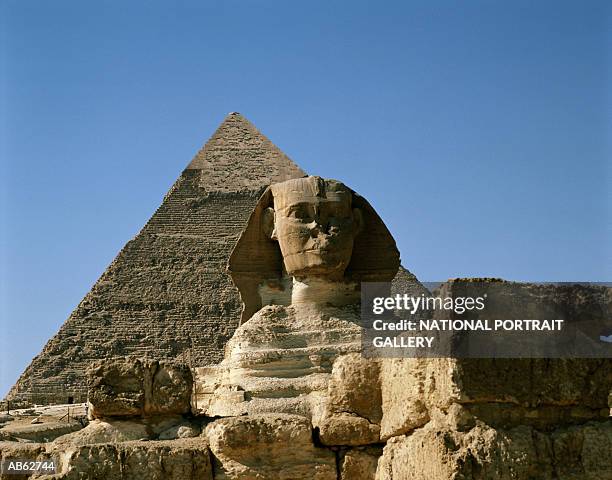 sphinx with pyramids, giza, egypt, africa - pyramid of chephren stock pictures, royalty-free photos & images