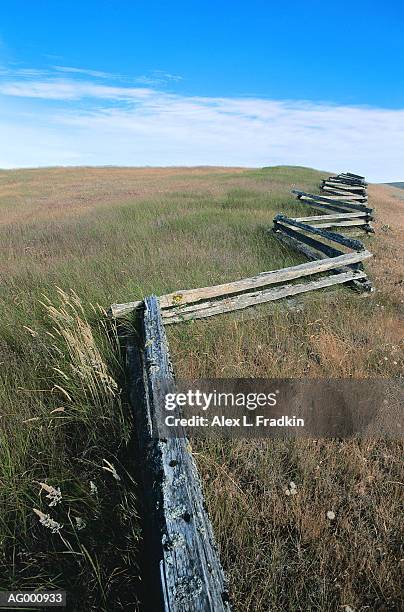 wood split rail fence through pasture - sprossenzaun stock-fotos und bilder