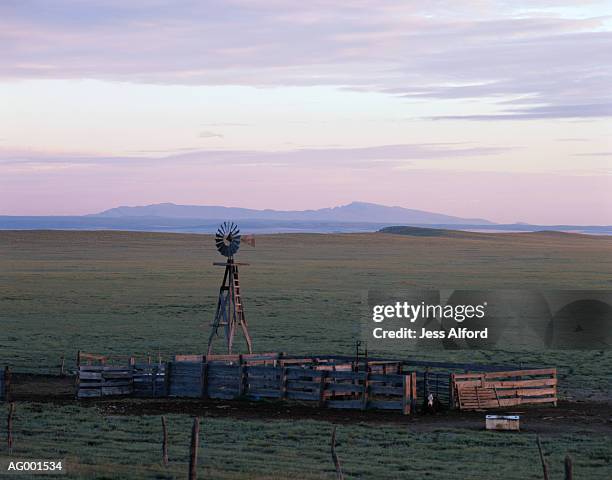 prairie landscape - 工業用風車 ストックフォトと画像