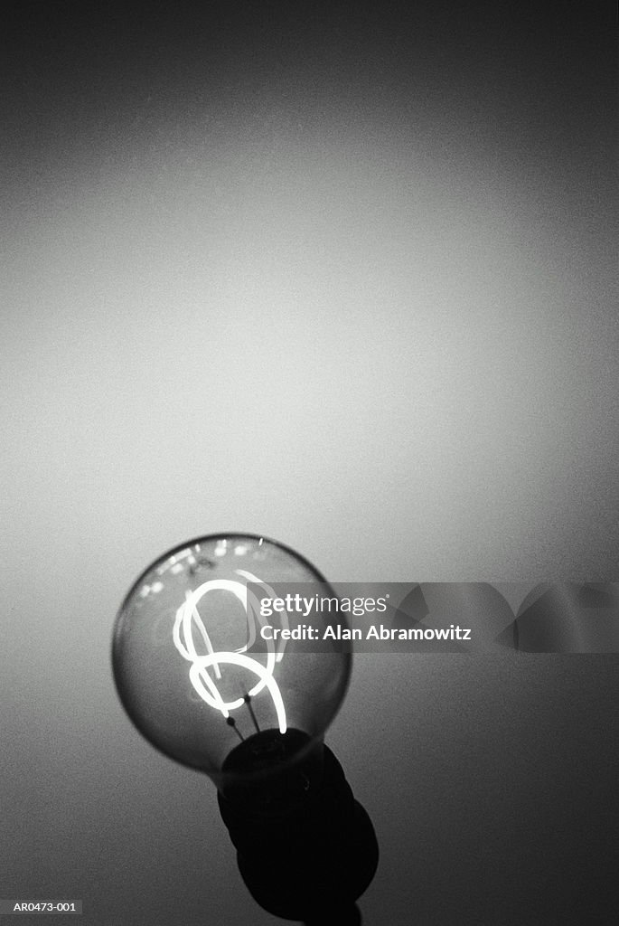 Light-bulb, filament illuminated (B&W)