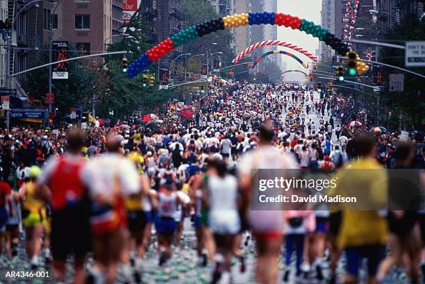 usa, new york city, runners in new york city marathon [1997] - fun run stock pictures, royalty-free photos & images