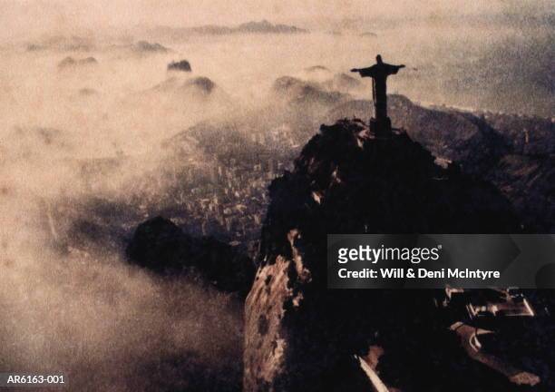 brazil, rio de janeiro, christ the redeemer (transfer image) - cristo corcovado imagens e fotografias de stock