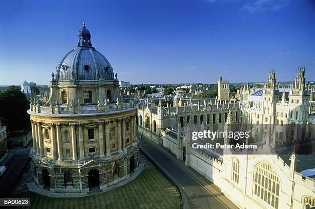 uk, england, oxfordshire, radcliffe camera, aerial view - radcliffe camera stock pictures, royalty-free photos & images