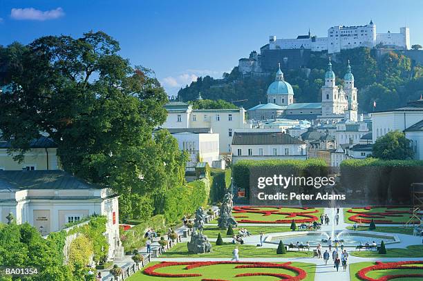 austria, saltzburg, aerial view - salzburgo fotografías e imágenes de stock