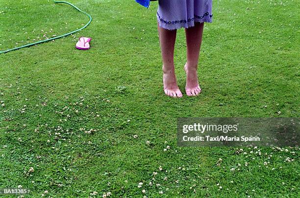 woman standing on tip toes on lawn, low section - maria stock pictures, royalty-free photos & images