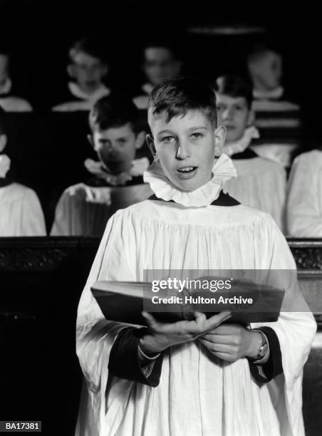 Choirboy singing, portrait