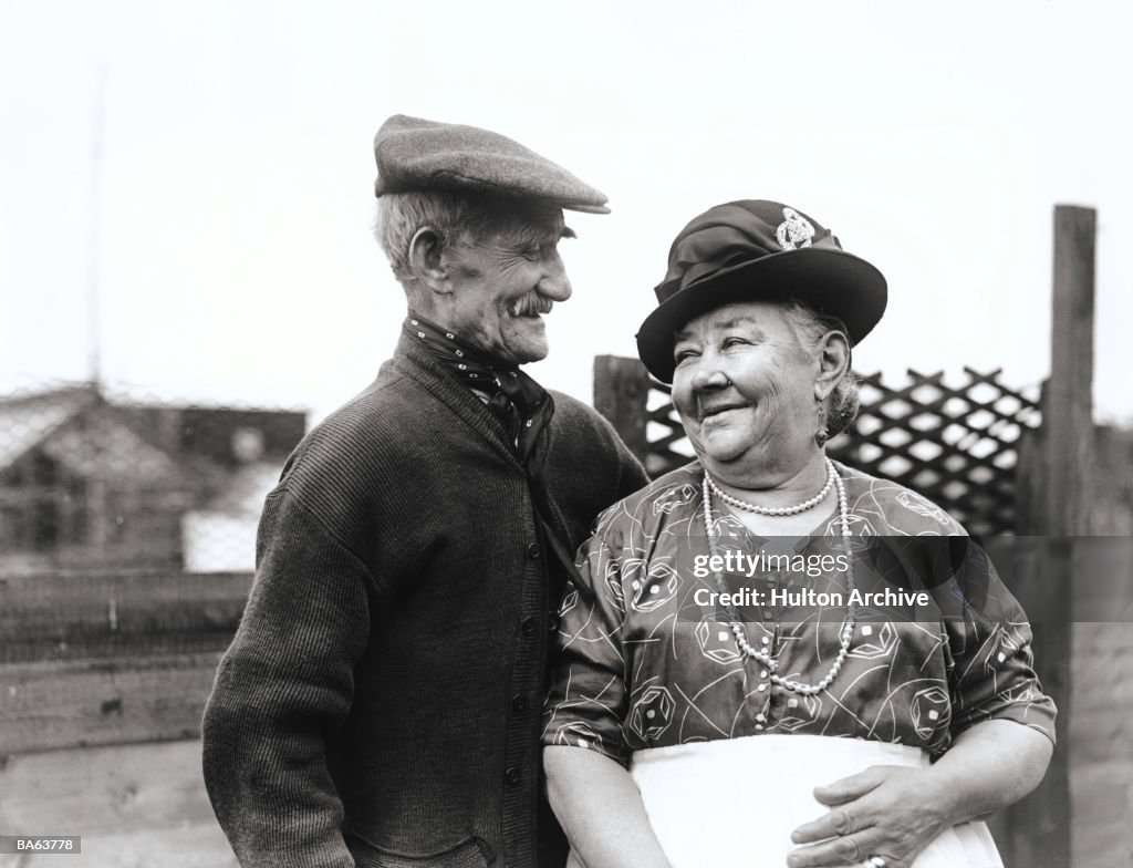 Elderly couple outdoors (B&W)
