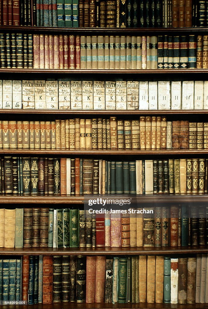 Czech Republic, West Bohemia, Tepla Monastery library bookshelves