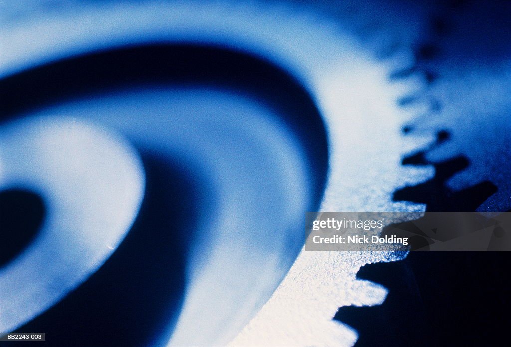 Cogs, close-up (blue tone)