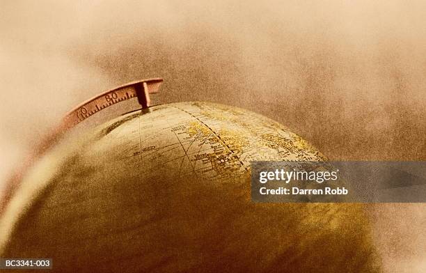 globe (focus on europe and atlantic ocean, tinted b&w) - mappamondo foto e immagini stock