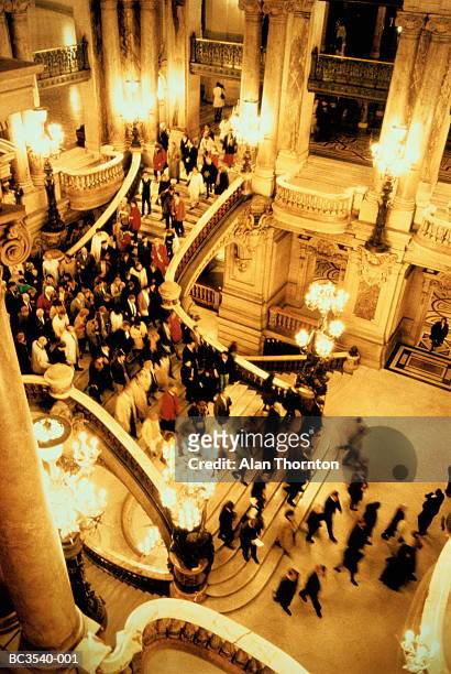 france,paris,opera de paris,people in foyer, elevated (enhancement) - opéra garnier photos et images de collection