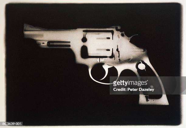 smith and wesson .44 magnum snub nose (x-ray, b&w) - trigger stock pictures, royalty-free photos & images