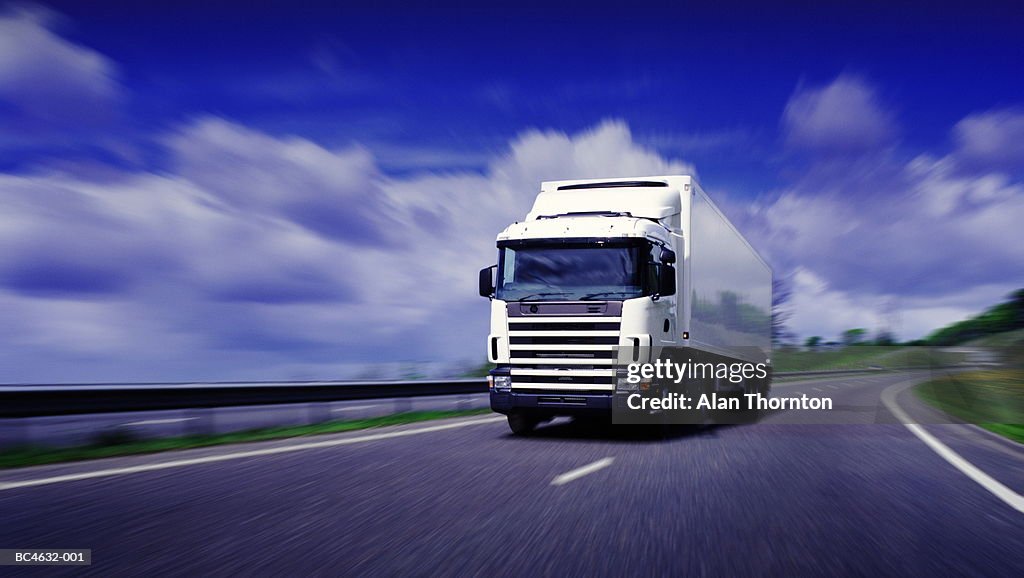 Lorry driving on motorway (Digital Enhancement)