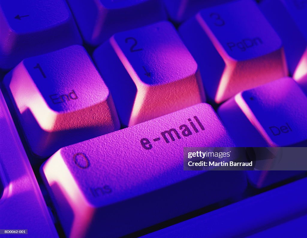 Computer keyboard, 'e-mail' key, close-up (Digital Enhancement)