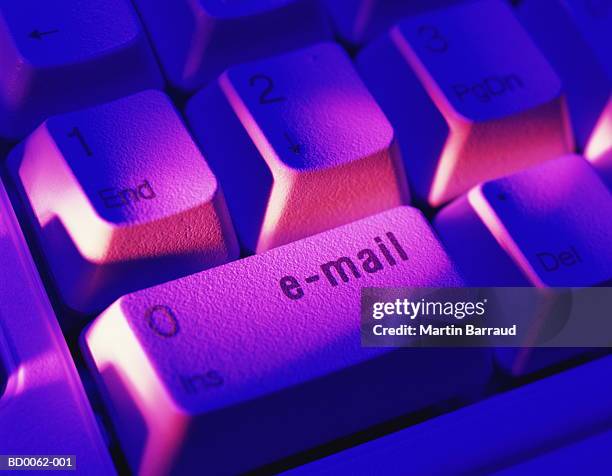 computer keyboard, 'e-mail' key, close-up (digital enhancement) - gel effect lighting stock pictures, royalty-free photos & images