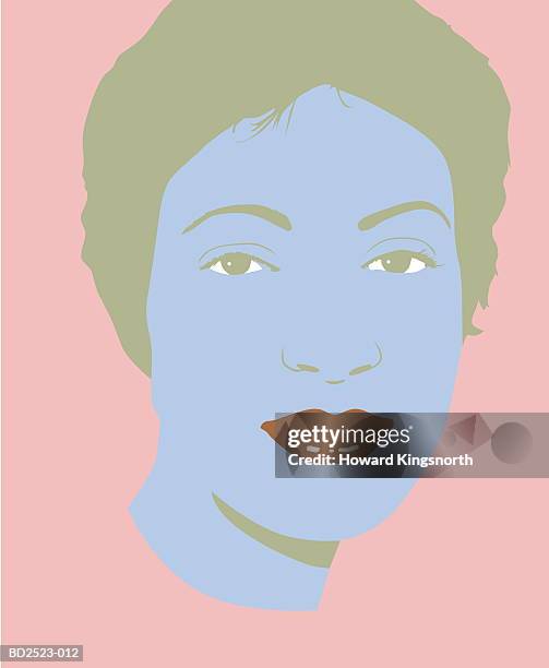 young woman, portrait, close-up (digital enhancement) - kopfbild stock-grafiken, -clipart, -cartoons und -symbole