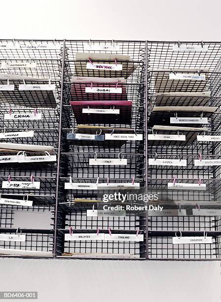 global pigeonholes, close-up - ablagekasten stock-fotos und bilder