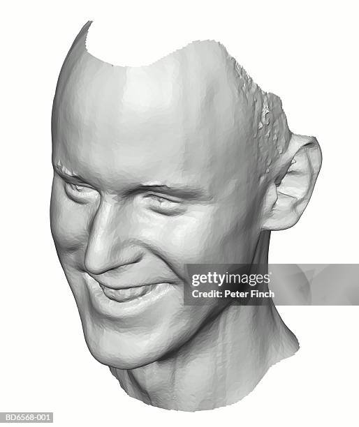 model of man's face (digital) - only mid adult men stock illustrations