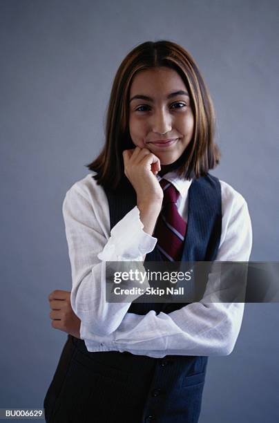 businessgirl smiling - adult imitation stock pictures, royalty-free photos & images