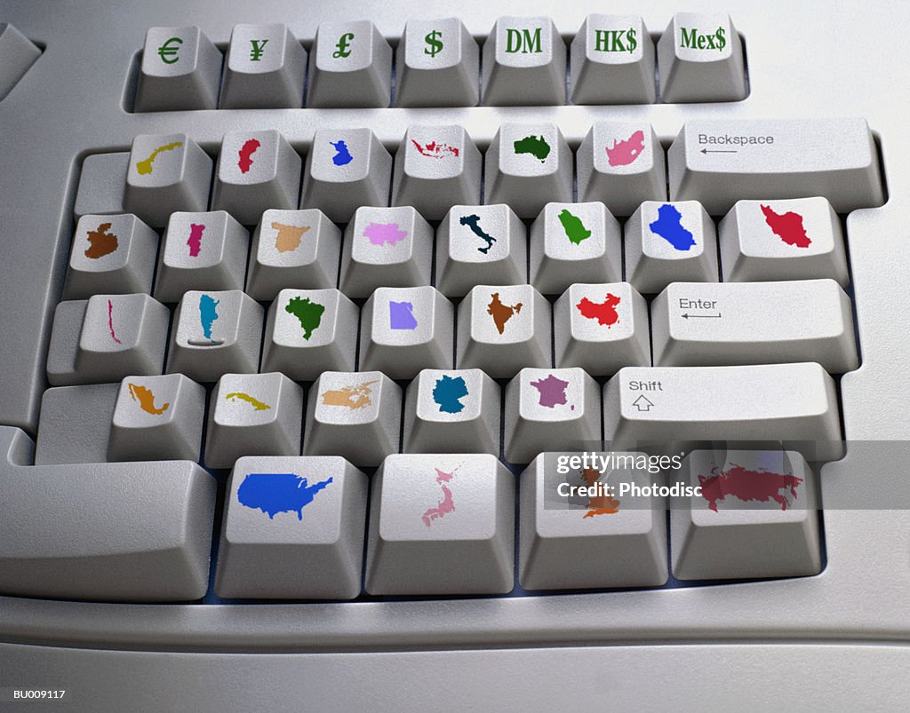 Countries on Computer Keys