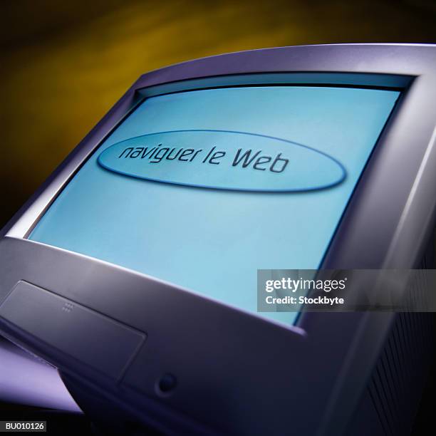 surf the web message on a computer monitor - computer message stock pictures, royalty-free photos & images