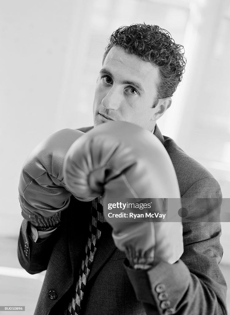 Businessman in Boxing Gloves