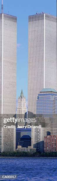 usa, new york, world trade center, woolworth building (wide-angle) - woolworth building stockfoto's en -beelden