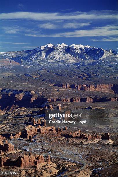 usa, utah, canyonlands national park,la sal mountains in background - sal stock pictures, royalty-free photos & images