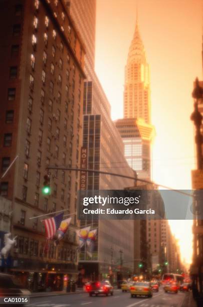 usa, new york city, chrystler building and street scene - upper midtown manhattan bildbanksfoton och bilder