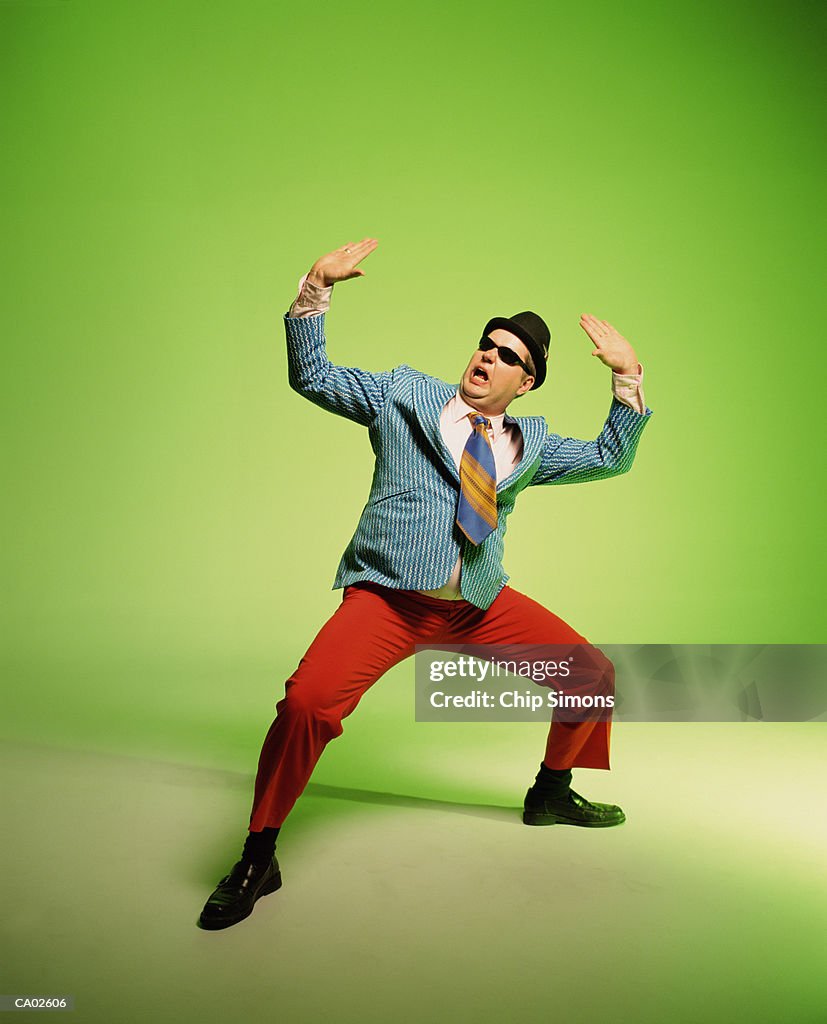Man wearing 1950's style costume, portrait