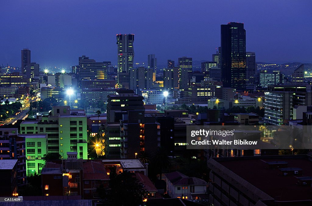 South Africa, Gauteng, Pretoria, downtown skyline, dusk