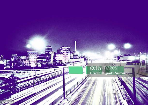 mexico, mexico city, motorway at night with blank sign - s night of comedy benefiting the natural resources defense council arrivals stockfoto's en -beelden