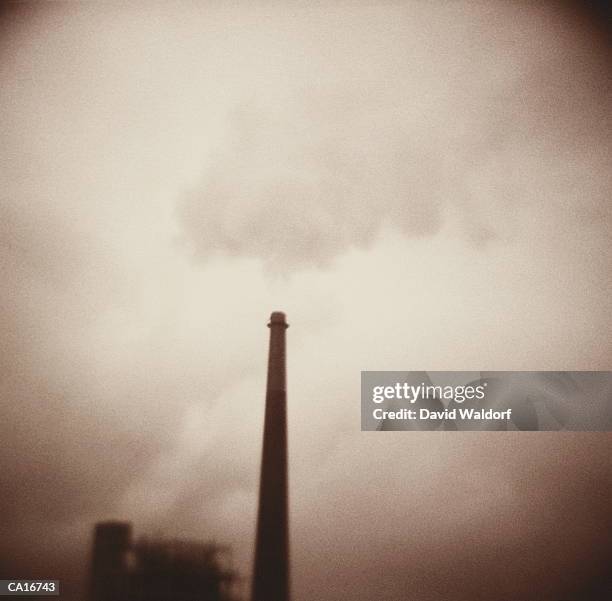 smoke stack (soft focus, toned b&w) - waldorf stock-fotos und bilder